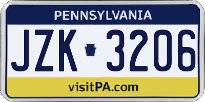 PA license plate JZK3206