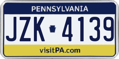 PA license plate JZK4139