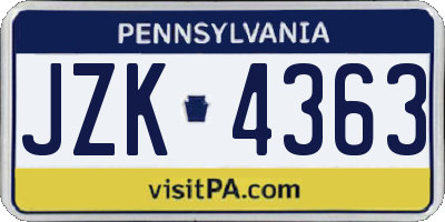 PA license plate JZK4363