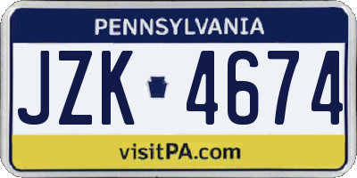 PA license plate JZK4674