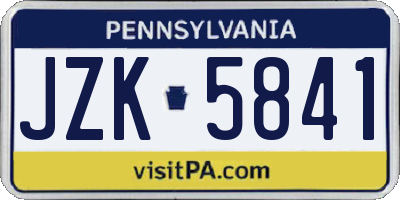 PA license plate JZK5841