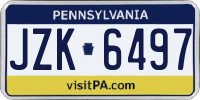 PA license plate JZK6497