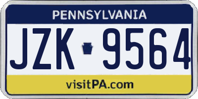 PA license plate JZK9564
