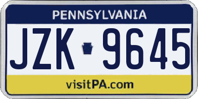PA license plate JZK9645