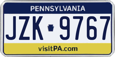 PA license plate JZK9767