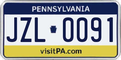 PA license plate JZL0091
