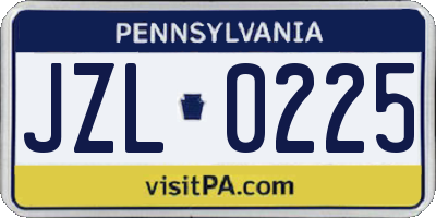PA license plate JZL0225