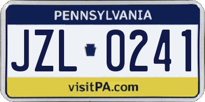 PA license plate JZL0241