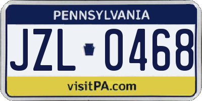 PA license plate JZL0468
