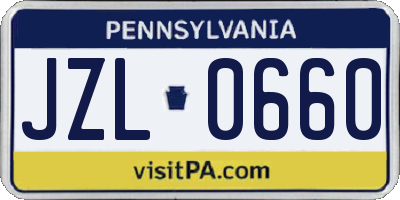 PA license plate JZL0660