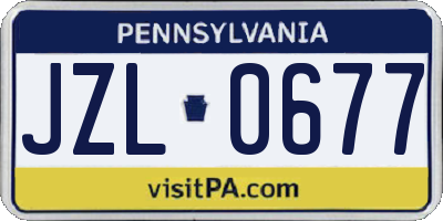 PA license plate JZL0677