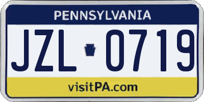 PA license plate JZL0719