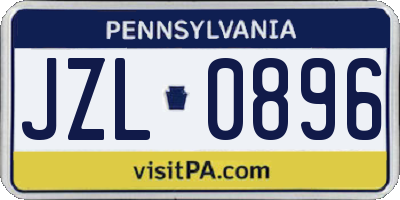 PA license plate JZL0896