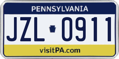 PA license plate JZL0911