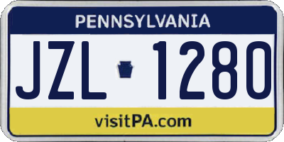 PA license plate JZL1280