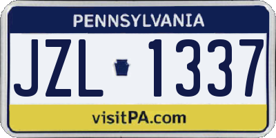 PA license plate JZL1337