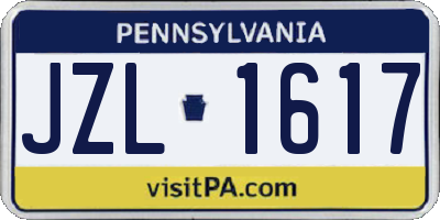PA license plate JZL1617