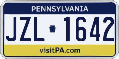 PA license plate JZL1642