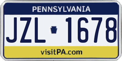 PA license plate JZL1678