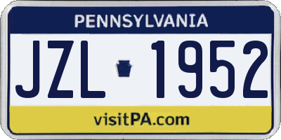 PA license plate JZL1952