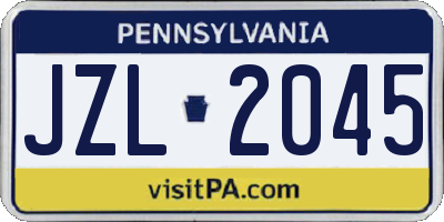 PA license plate JZL2045
