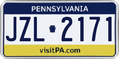 PA license plate JZL2171