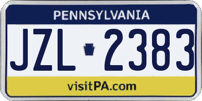 PA license plate JZL2383