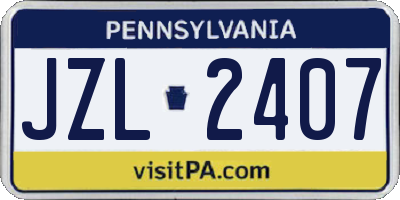 PA license plate JZL2407