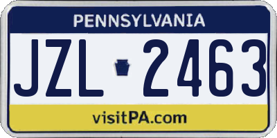 PA license plate JZL2463