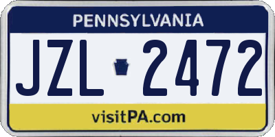 PA license plate JZL2472