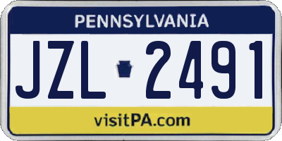 PA license plate JZL2491
