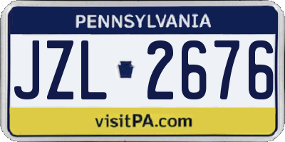 PA license plate JZL2676