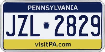 PA license plate JZL2829
