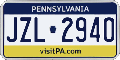 PA license plate JZL2940