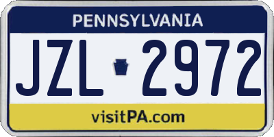 PA license plate JZL2972