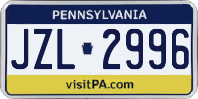 PA license plate JZL2996