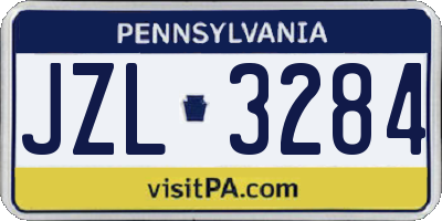 PA license plate JZL3284