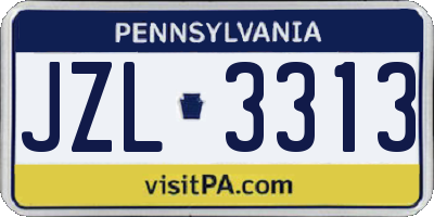 PA license plate JZL3313