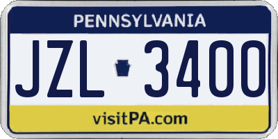 PA license plate JZL3400