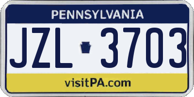 PA license plate JZL3703