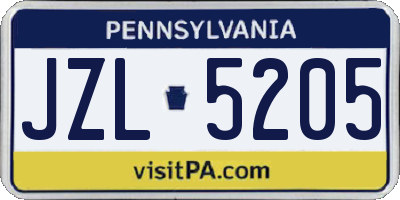 PA license plate JZL5205
