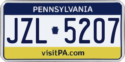 PA license plate JZL5207