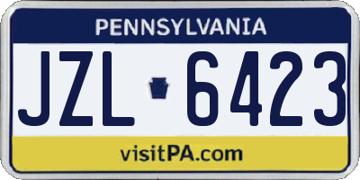 PA license plate JZL6423