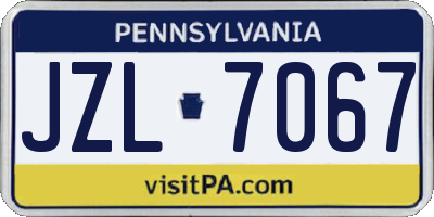 PA license plate JZL7067