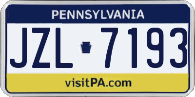 PA license plate JZL7193
