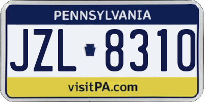 PA license plate JZL8310