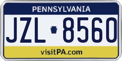 PA license plate JZL8560