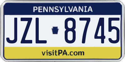 PA license plate JZL8745