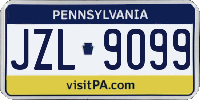 PA license plate JZL9099