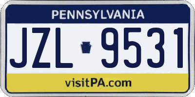 PA license plate JZL9531